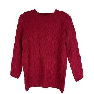 Rugod red cable knit crew neck holiday cottagecore sweater medium